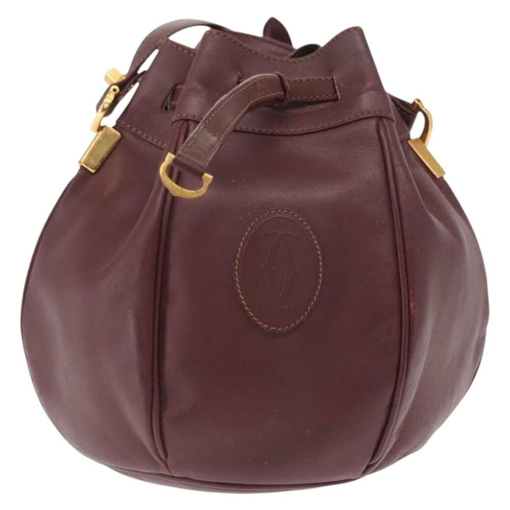 Cartier Leather Must Line Shoulder Bag Bordeaux Gold
